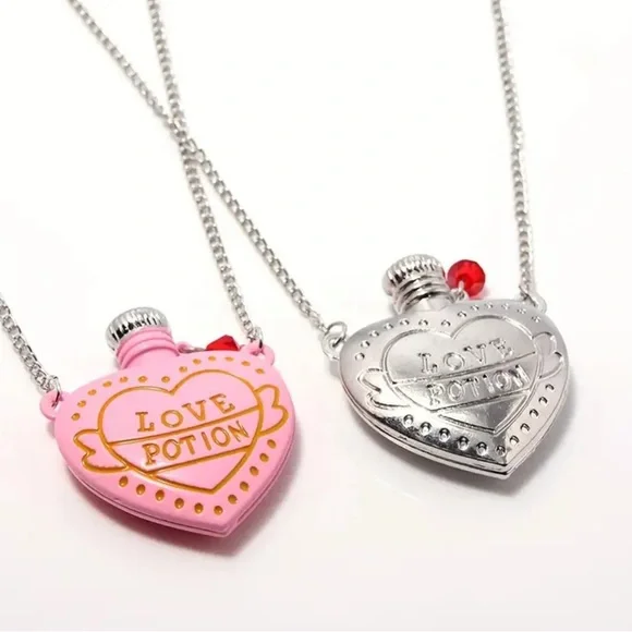Love Potion Heart Necklaces in Pink and Silver BNWT - Picture 1 of 7